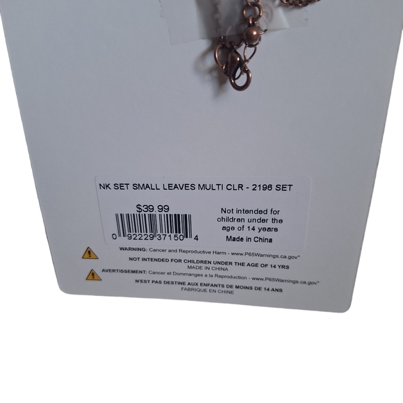 Oceana Trading Island Accessories Small Leaf Necklace & Earrings Set - NEW - Picture 3 of 5